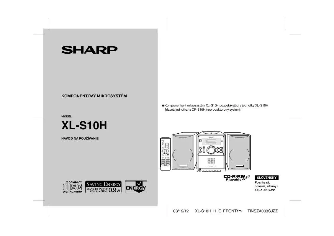 Mode d'emploi SHARP XL-S10H