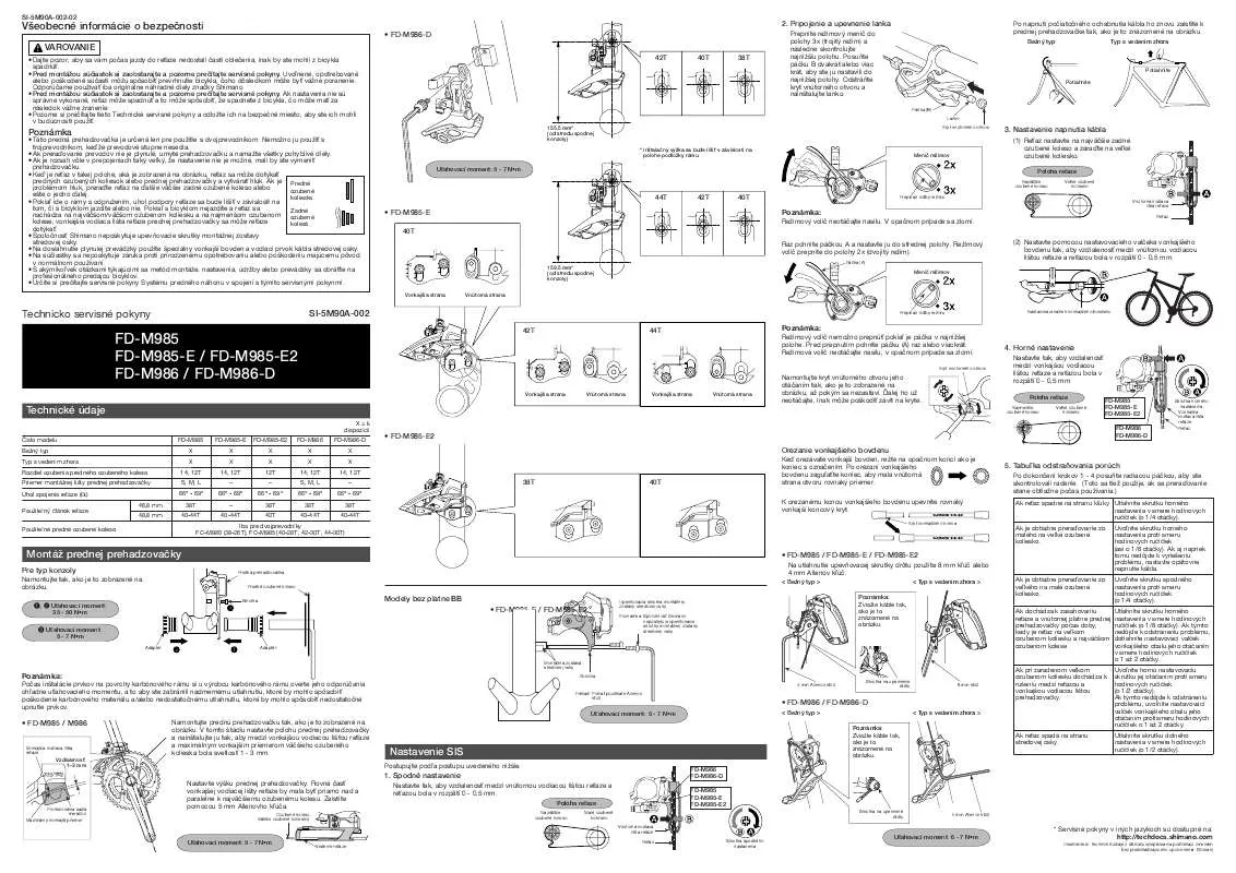 Mode d'emploi SHIMANO FD-M985-E2