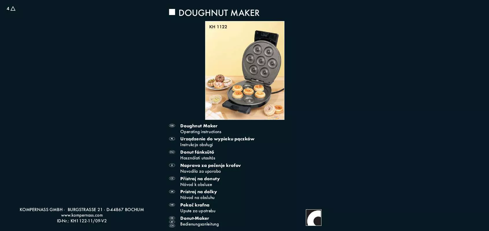 Mode d'emploi SILVERCREST KH 1122 DOUGHNUT MAKER