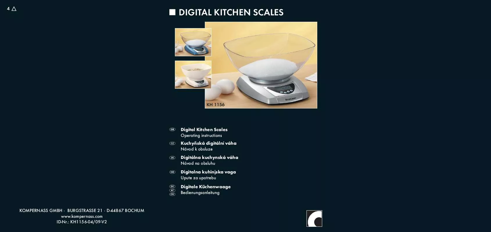 Mode d'emploi SILVERCREST KH 1156 DIGITAL KITCHEN SCALES