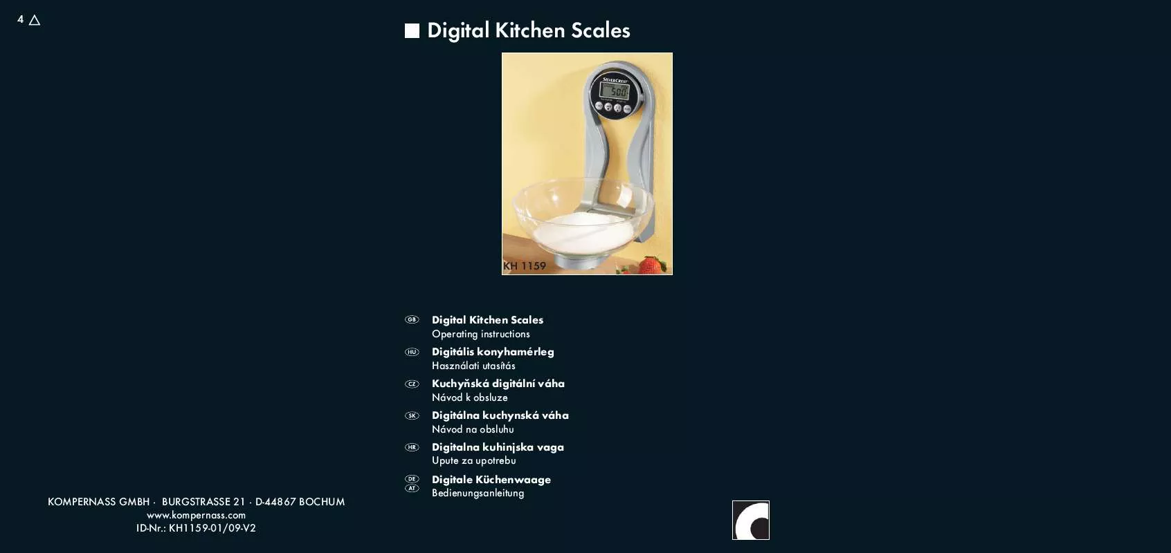 Mode d'emploi SILVERCREST KH 1159 DIGITAL KITCHEN SCALES