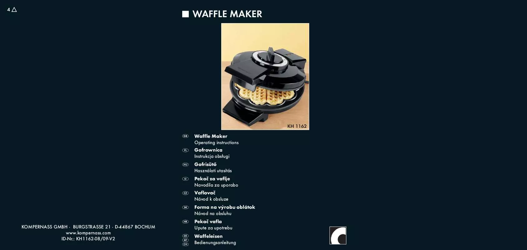 Mode d'emploi SILVERCREST KH 1162 WAFFLE MAKER