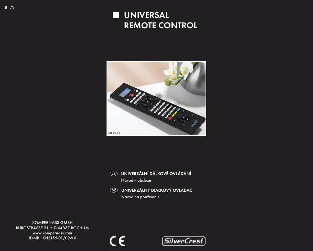 Mode d'emploi SILVERCREST KH 2155 UNIVERSAL REMOTE CONTROL