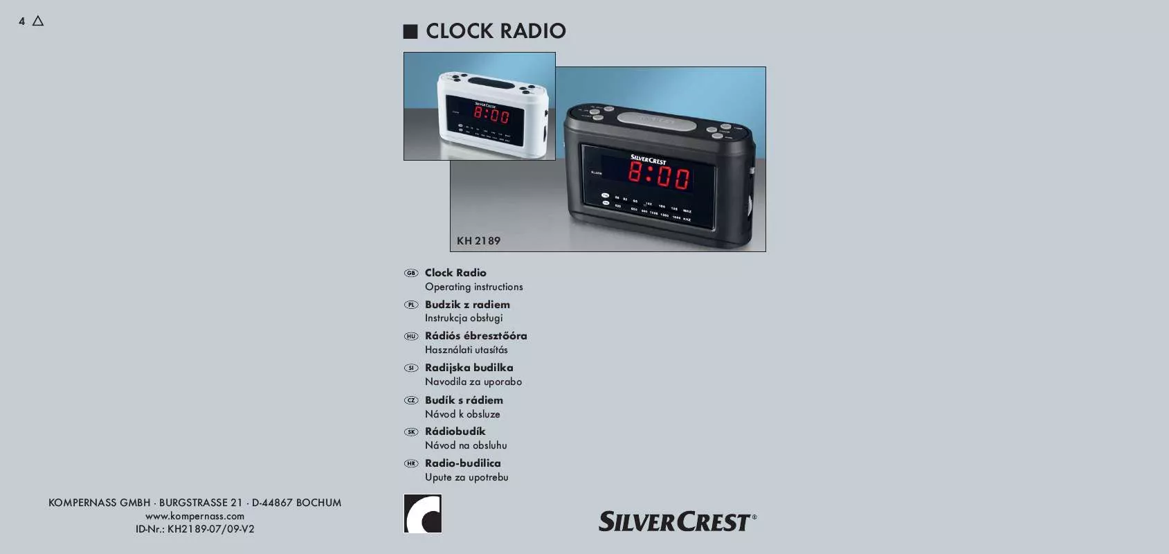 Mode d'emploi SILVERCREST KH 2189 CLOCK RADIO