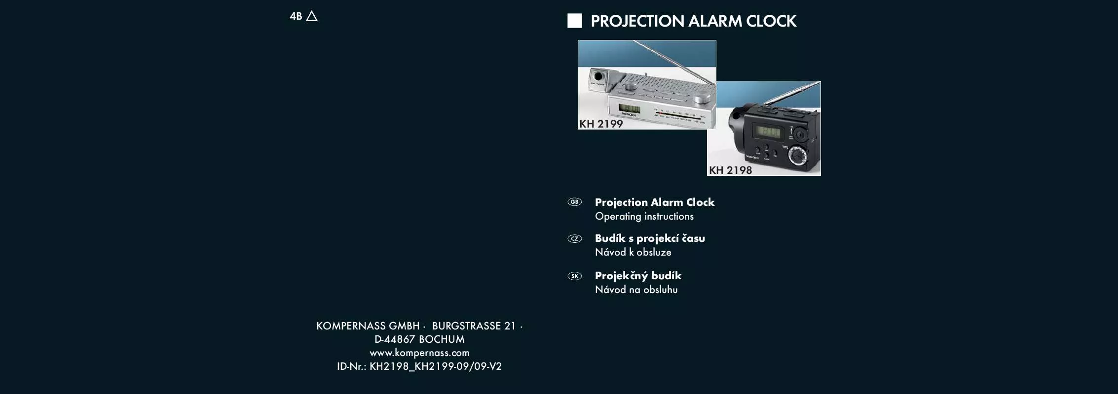 Mode d'emploi SILVERCREST KH 2198 PROJECTION ALARM CLOCK