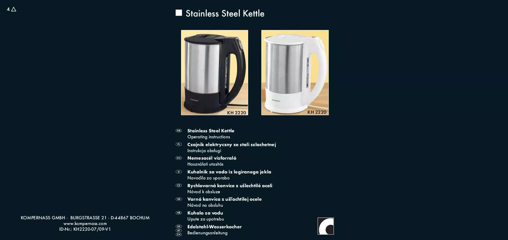 Mode d'emploi SILVERCREST KH 2220 STAINLESS STEEL KETTLE