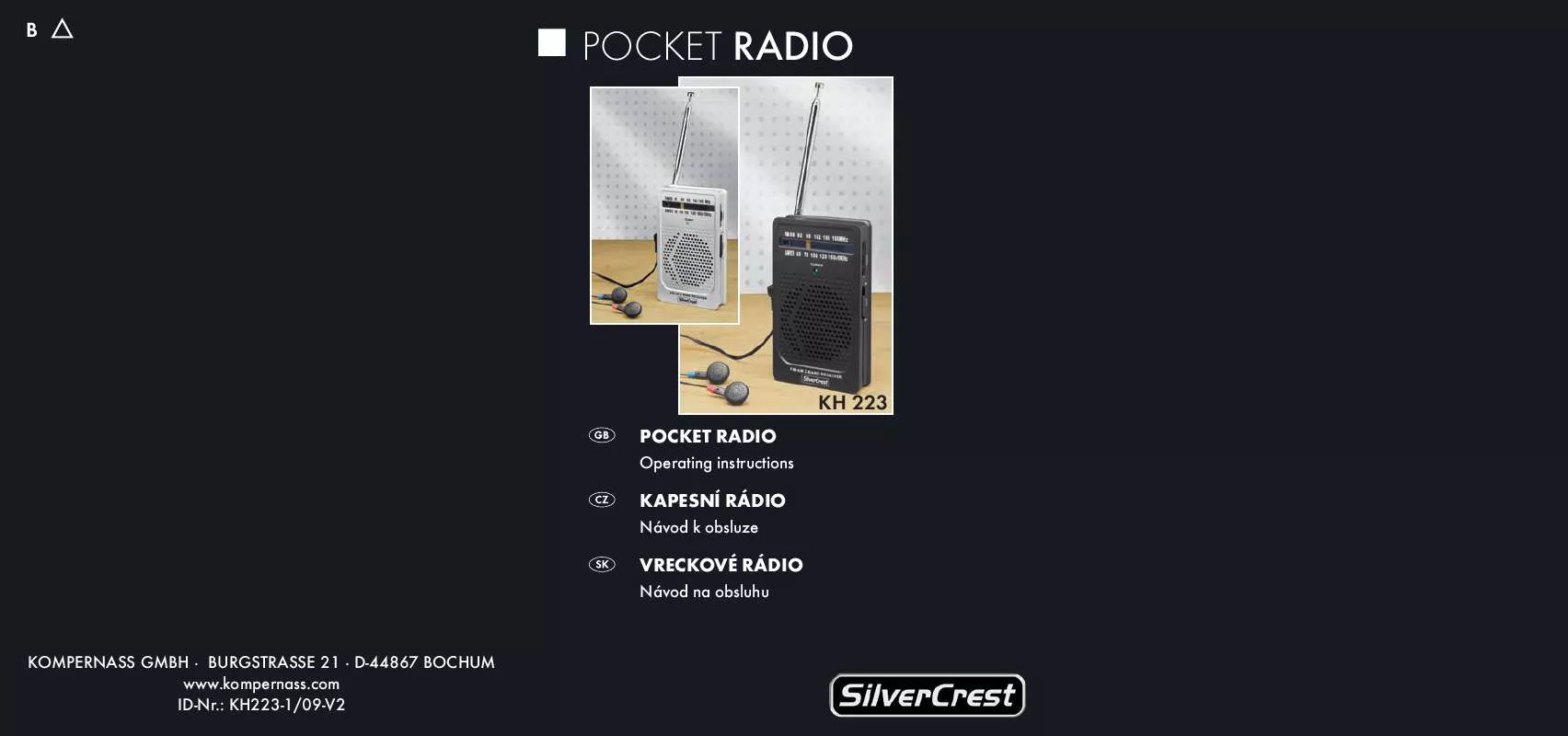 Mode d'emploi SILVERCREST KH 223 POCKET RADIO