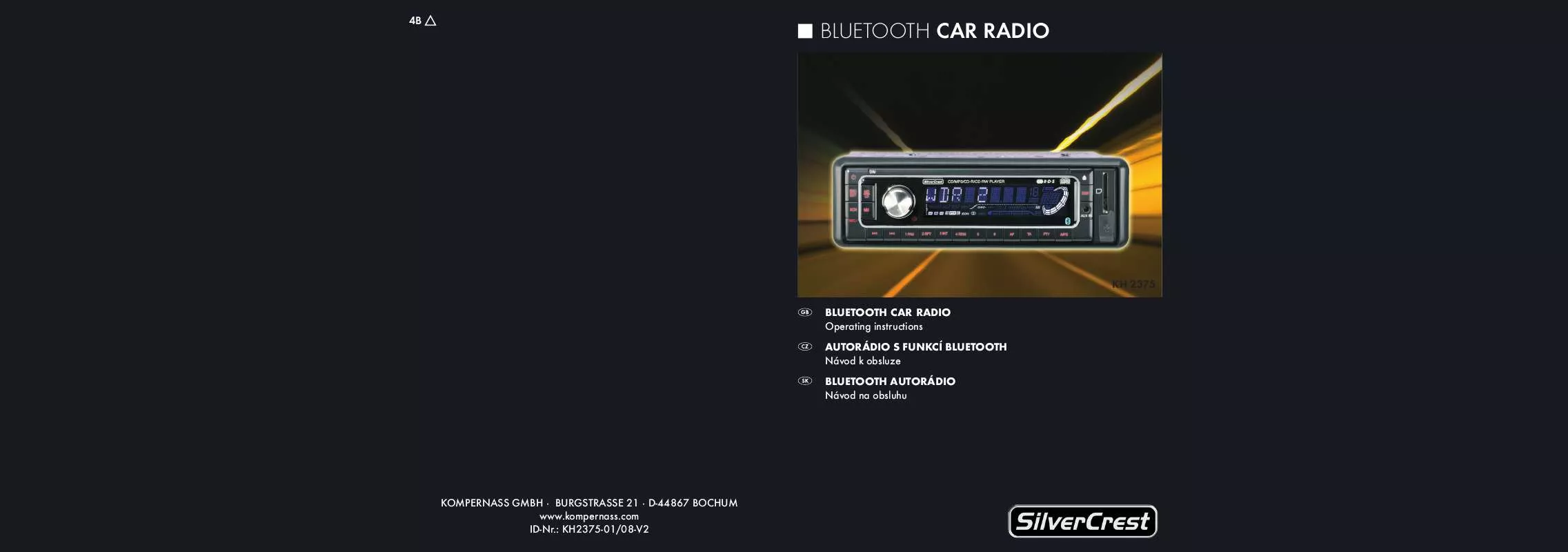 Mode d'emploi SILVERCREST KH 2375 BLUETOOTH® CAR RADIO