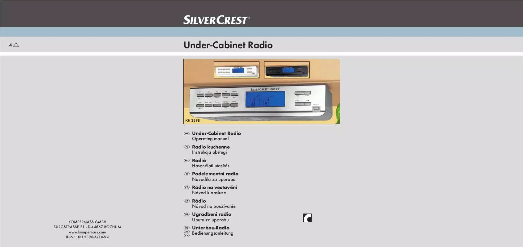 Mode d'emploi SILVERCREST KH 2398 UNDER-CABINET RADIO