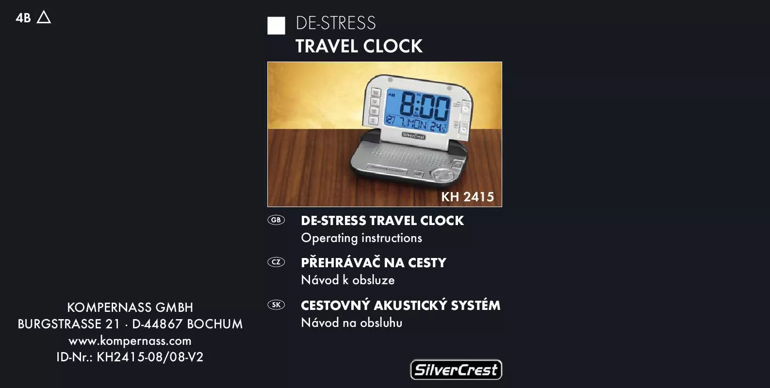 Mode d'emploi SILVERCREST KH 2415 DE-STRESS TRAVEL CLOCK