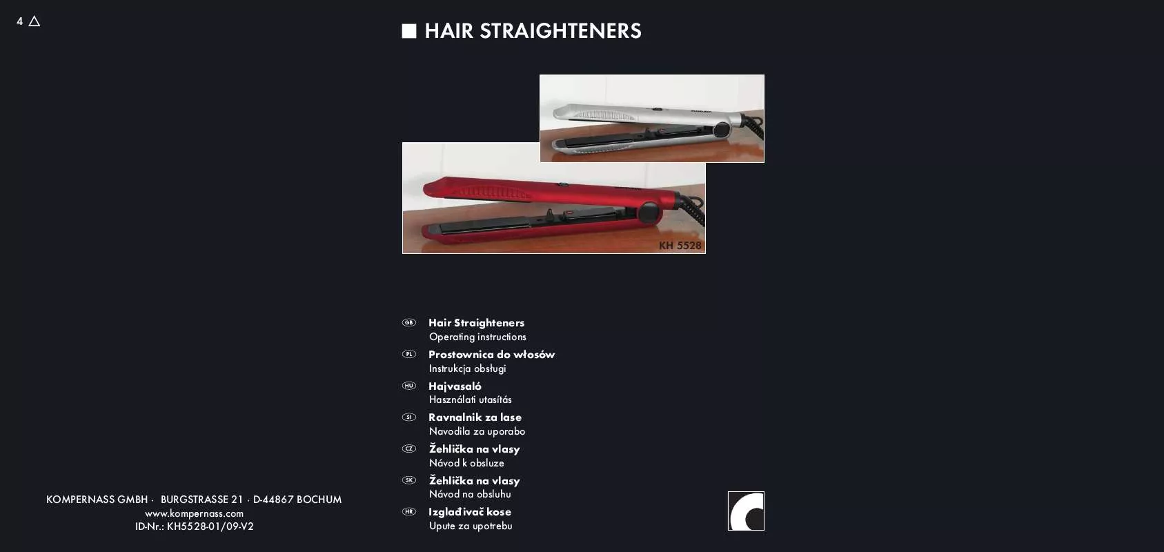 Mode d'emploi SILVERCREST KH 5528 HAIR STRAIGHTENERS