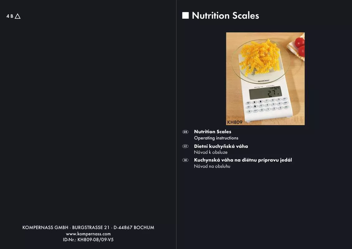 Mode d'emploi SILVERCREST KH 809 NUTRITION SCALES