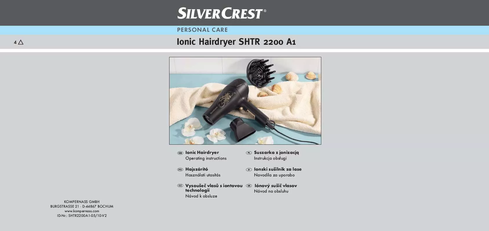 Mode d'emploi SILVERCREST SHTR 2200 A1 IONIC HAIRDRYER