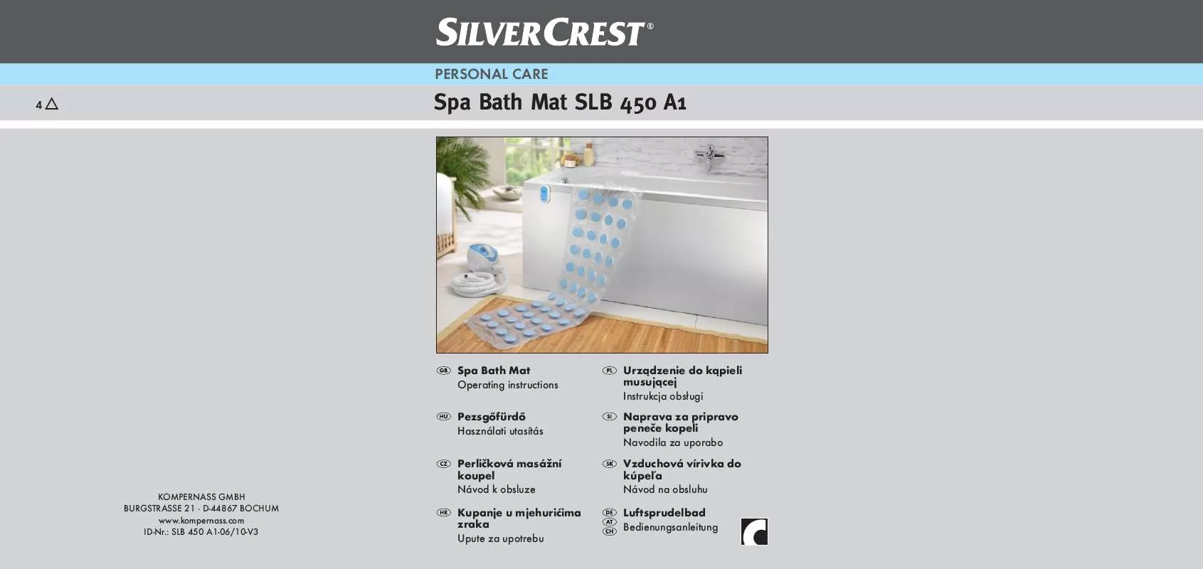 Mode d'emploi SILVERCREST SLB 450 A1 SPA BATH MAT