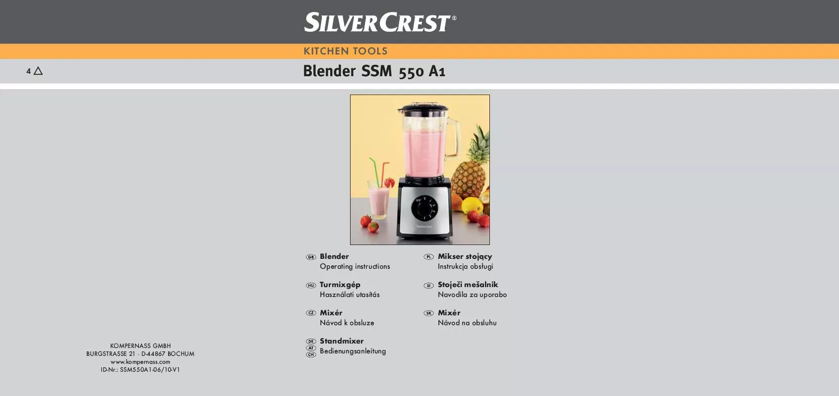 Mode d'emploi SILVERCREST SSM 550 A1 BLENDER