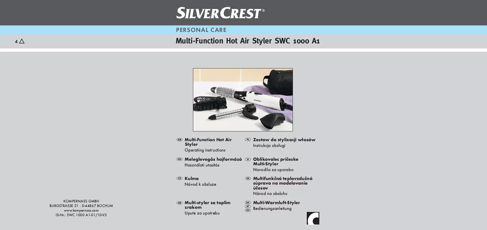 Mode d'emploi SILVERCREST SWC 1000 A1 MULTI-FUNCTION HOT AIR STYLER