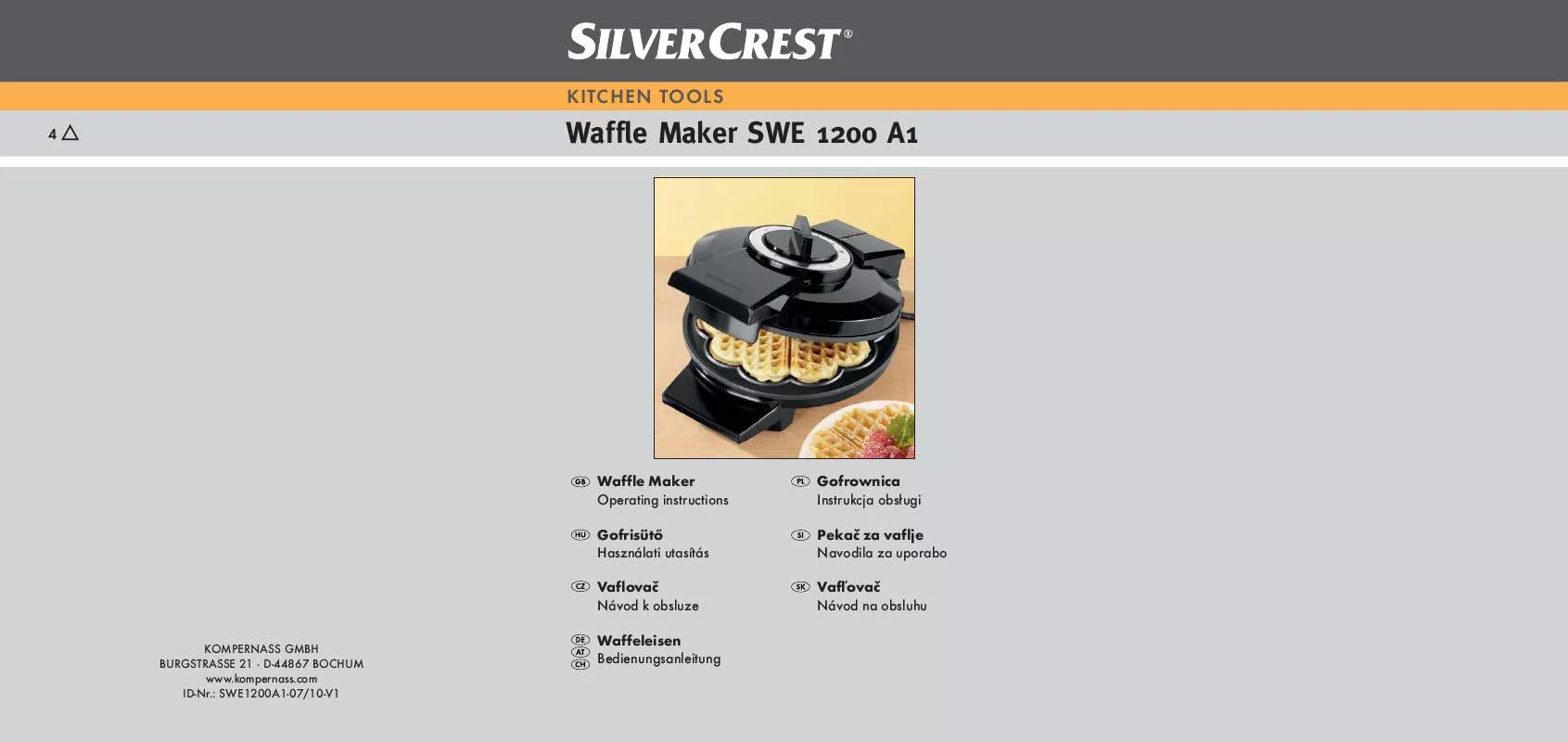 Mode d'emploi SILVERCREST SWE 1200 A1 WAFFLE MAKER