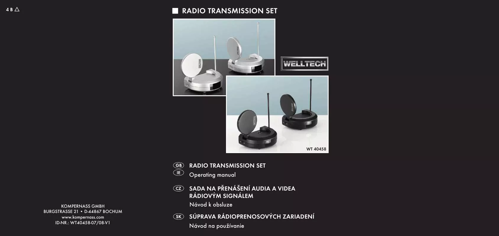 Mode d'emploi SILVERCREST WT 40458 RADIO TRANSMISSION SET