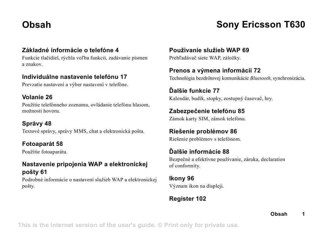 Mode d'emploi SONY ERICSSON T630