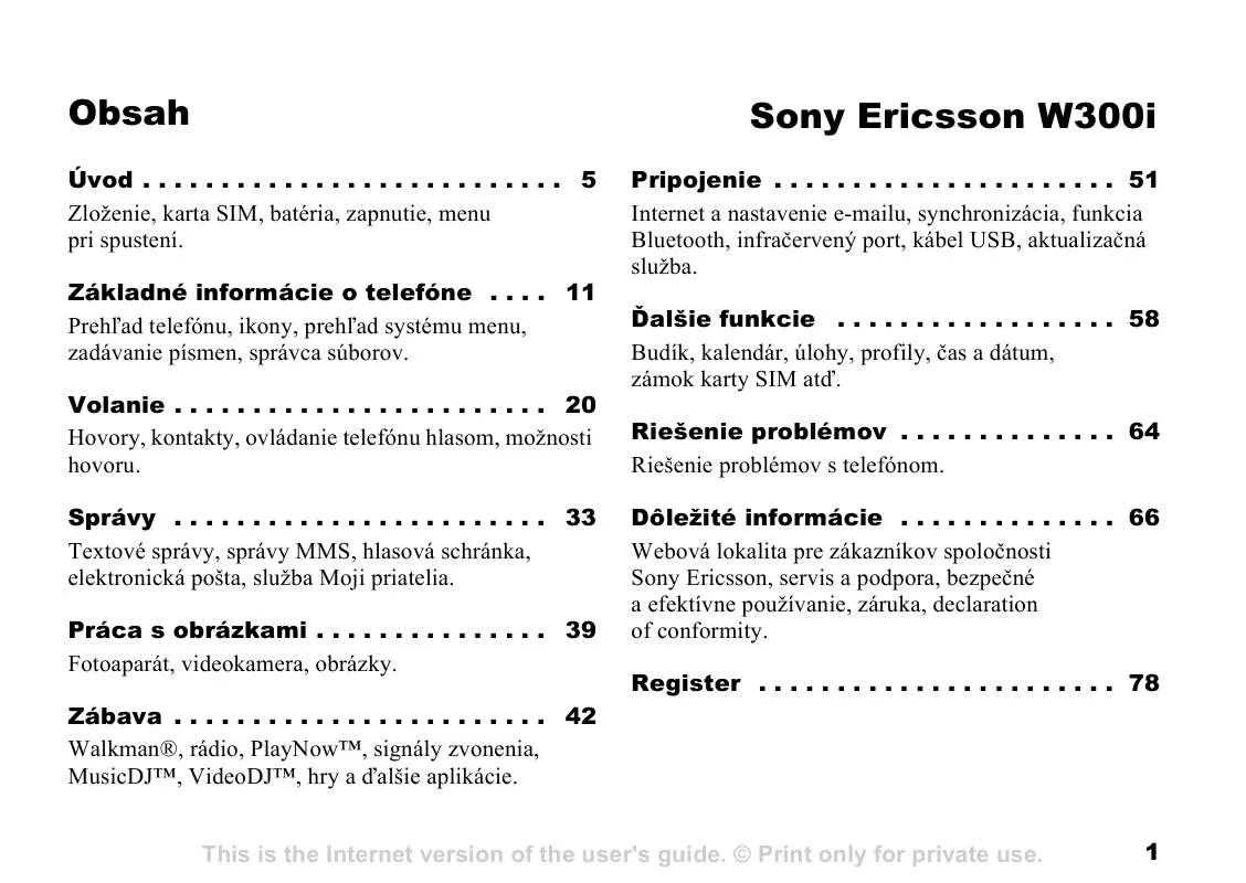 Mode d'emploi SONY ERICSSON W300I