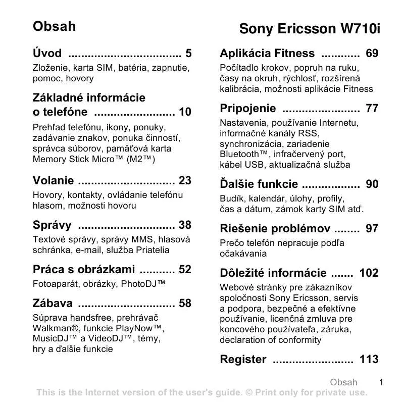 Mode d'emploi SONY ERICSSON W710I