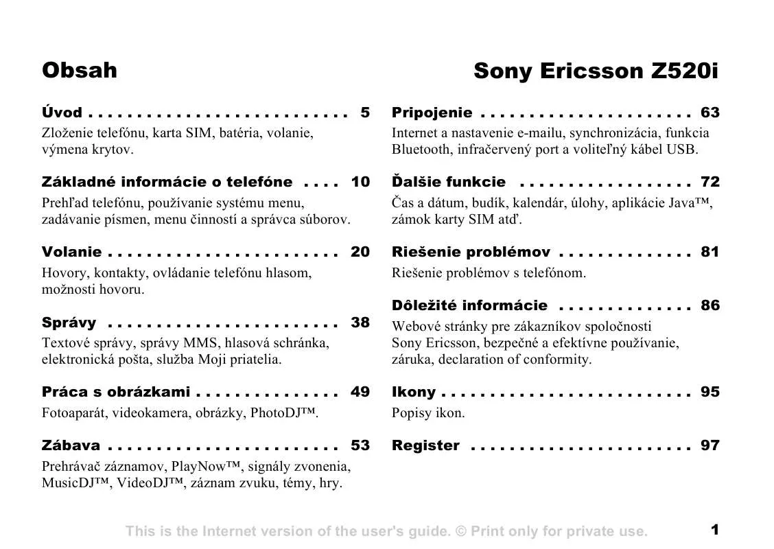 Mode d'emploi SONY ERICSSON Z520I