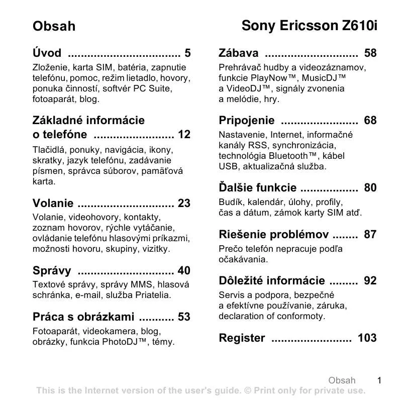 Mode d'emploi SONY ERICSSON Z610I