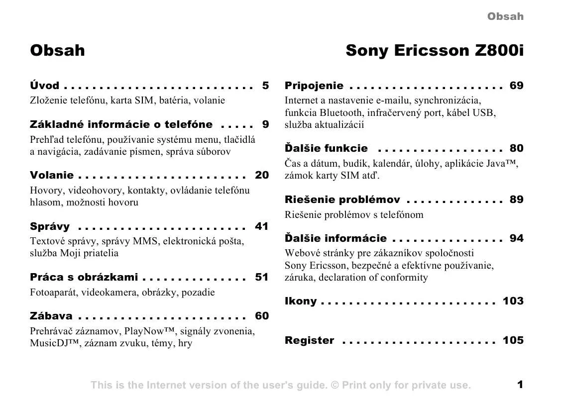 Mode d'emploi SONY ERICSSON Z800I