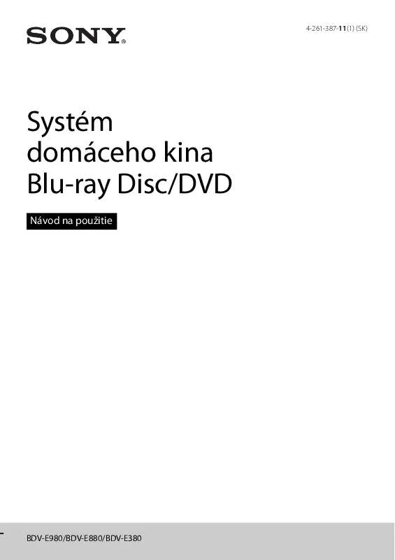 Mode d'emploi SONY BDV-E980