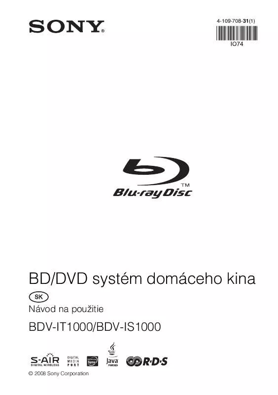 Mode d'emploi SONY BDV-IT1000