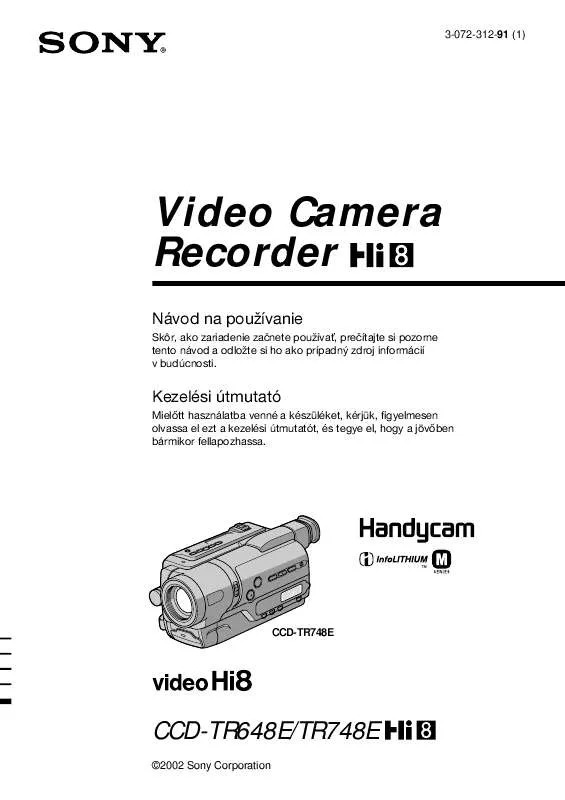 Mode d'emploi SONY CCD-TR648E