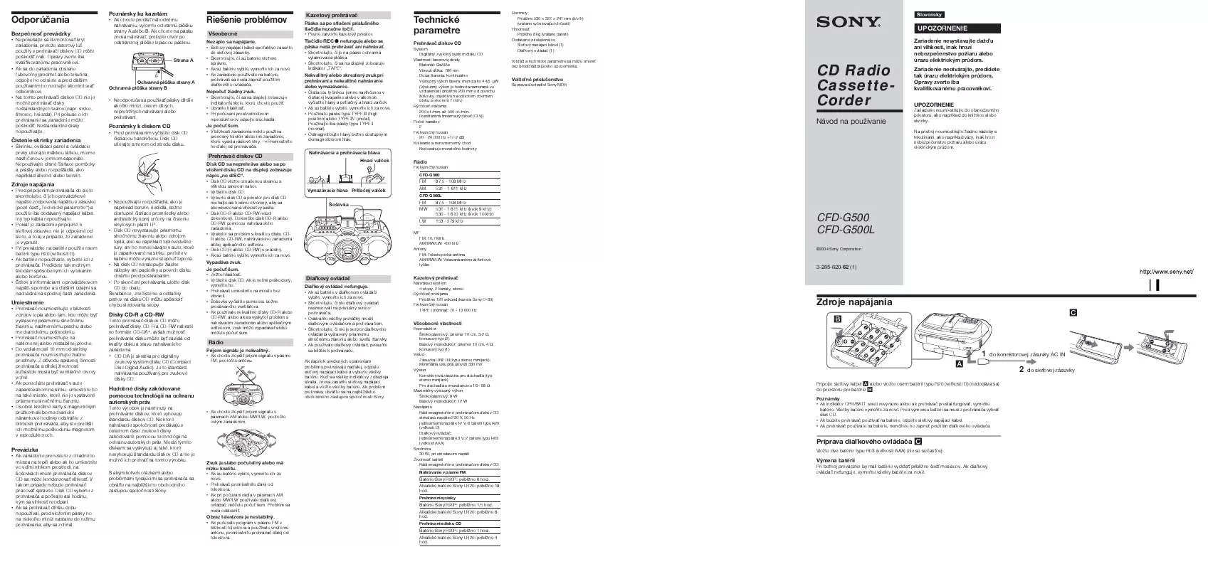 Mode d'emploi SONY CFD-G500L