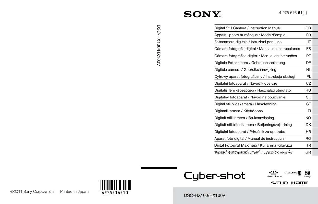 Mode d'emploi SONY CYBER-SHOT DSC-HX100