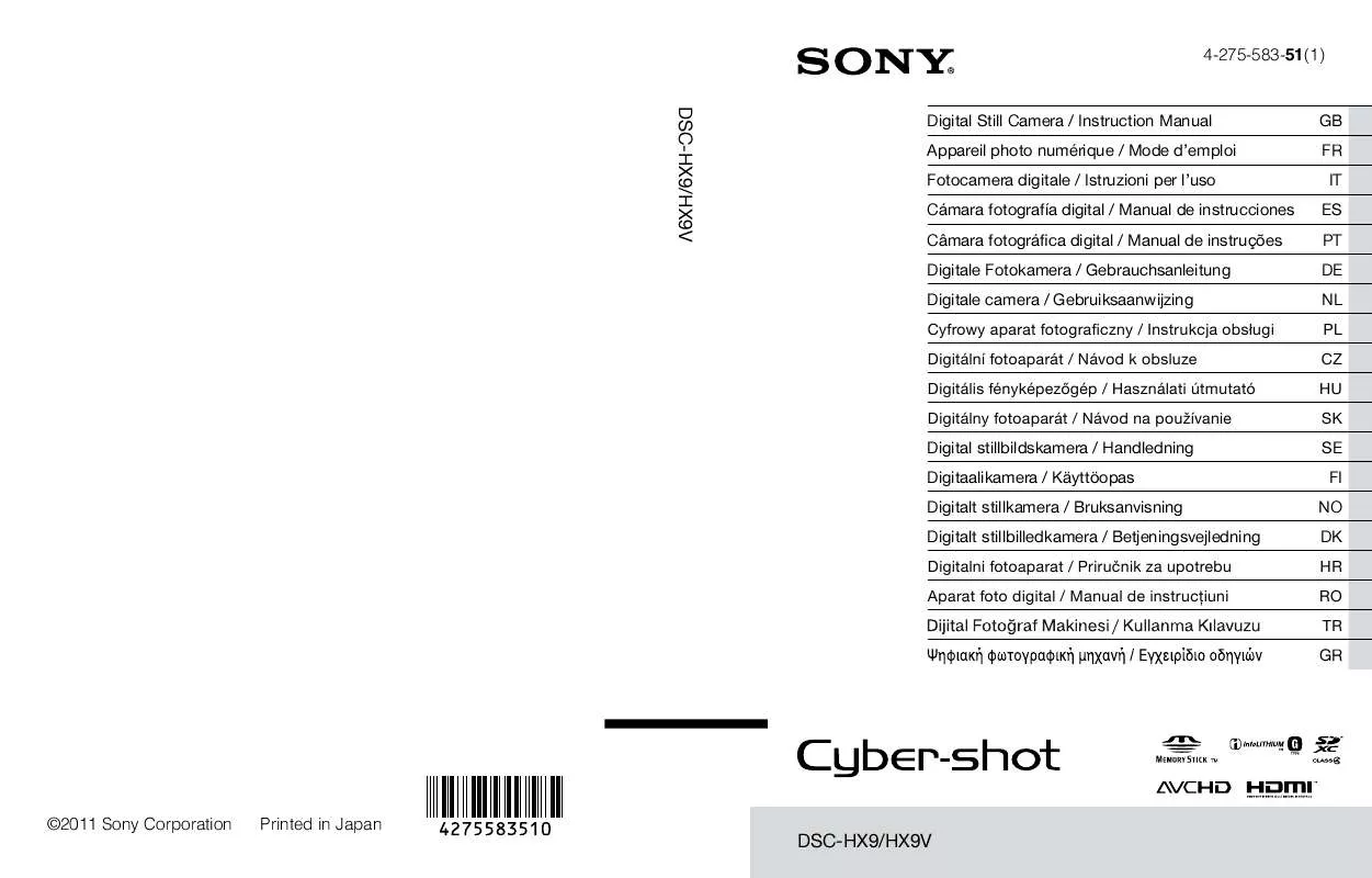 Mode d'emploi SONY CYBER-SHOT DSC-HX9