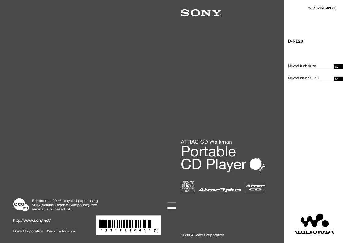 Mode d'emploi SONY D-NE20