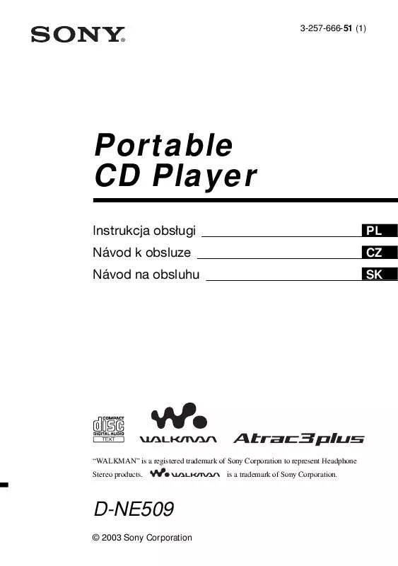 Mode d'emploi SONY D-NE509