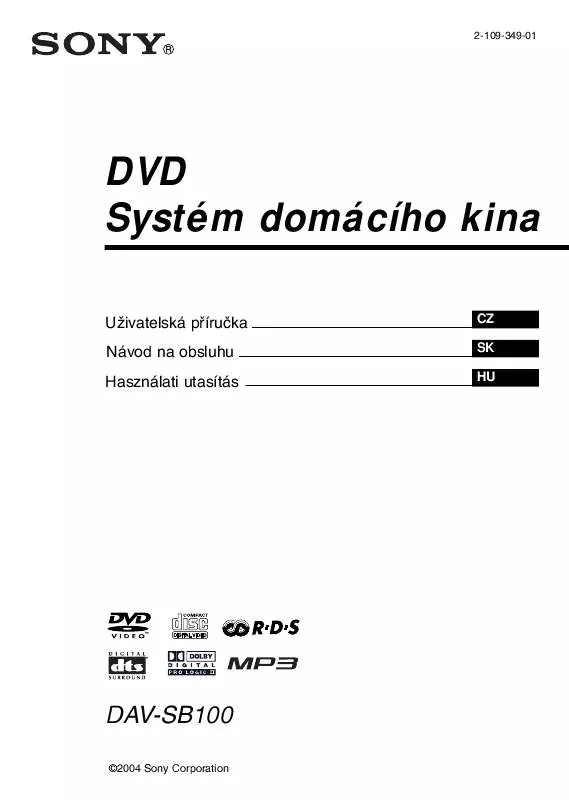 Mode d'emploi SONY DAV-SB100