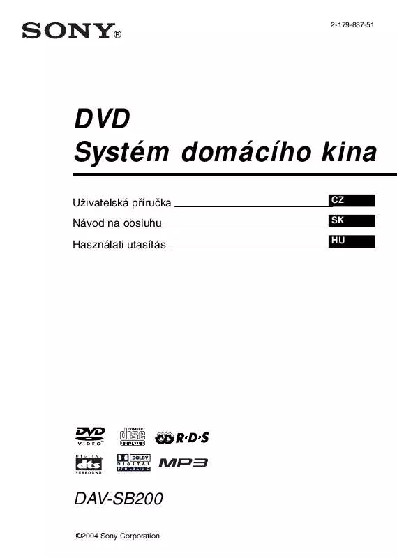 Mode d'emploi SONY DAV-SB200