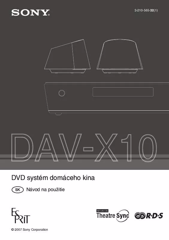 Mode d'emploi SONY DAV-X10