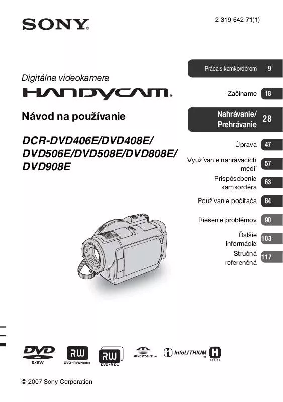 Mode d'emploi SONY DCR-DVD808E