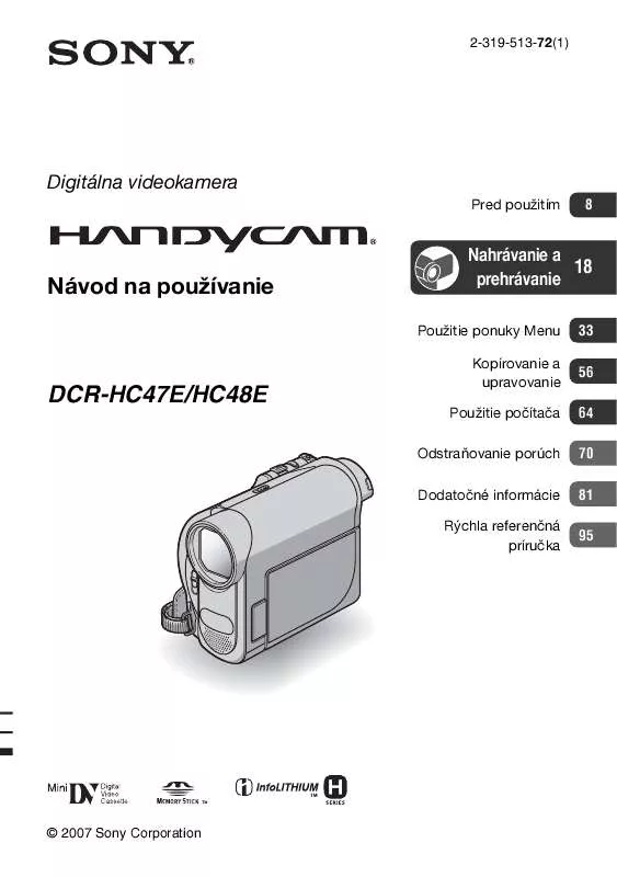 Mode d'emploi SONY DCR-HC47E