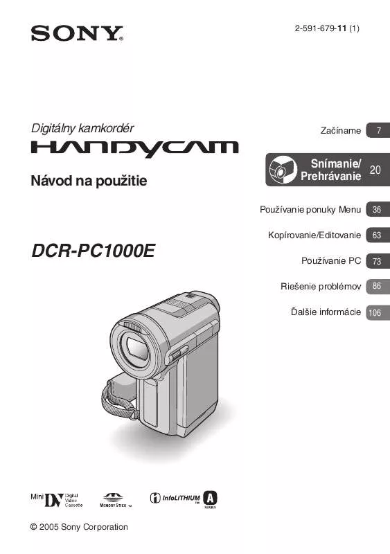 Mode d'emploi SONY DCR-PC1000E