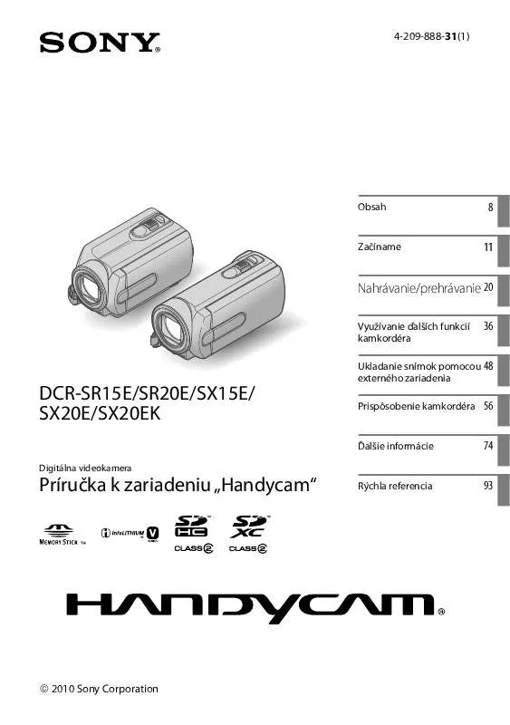 Mode d'emploi SONY DCR-SR15E