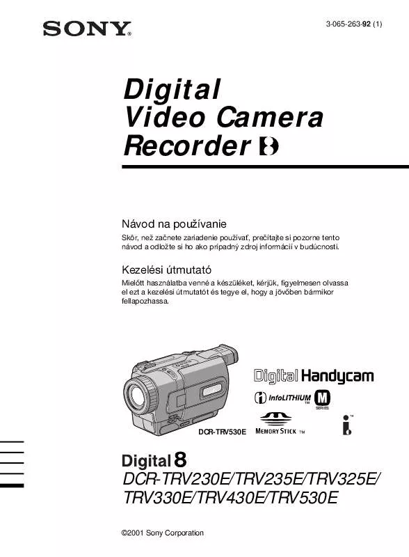 Mode d'emploi SONY DCR-TRV230E