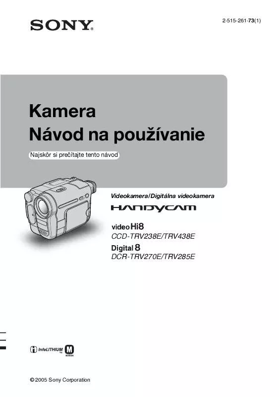 Mode d'emploi SONY DCR-TRV285E