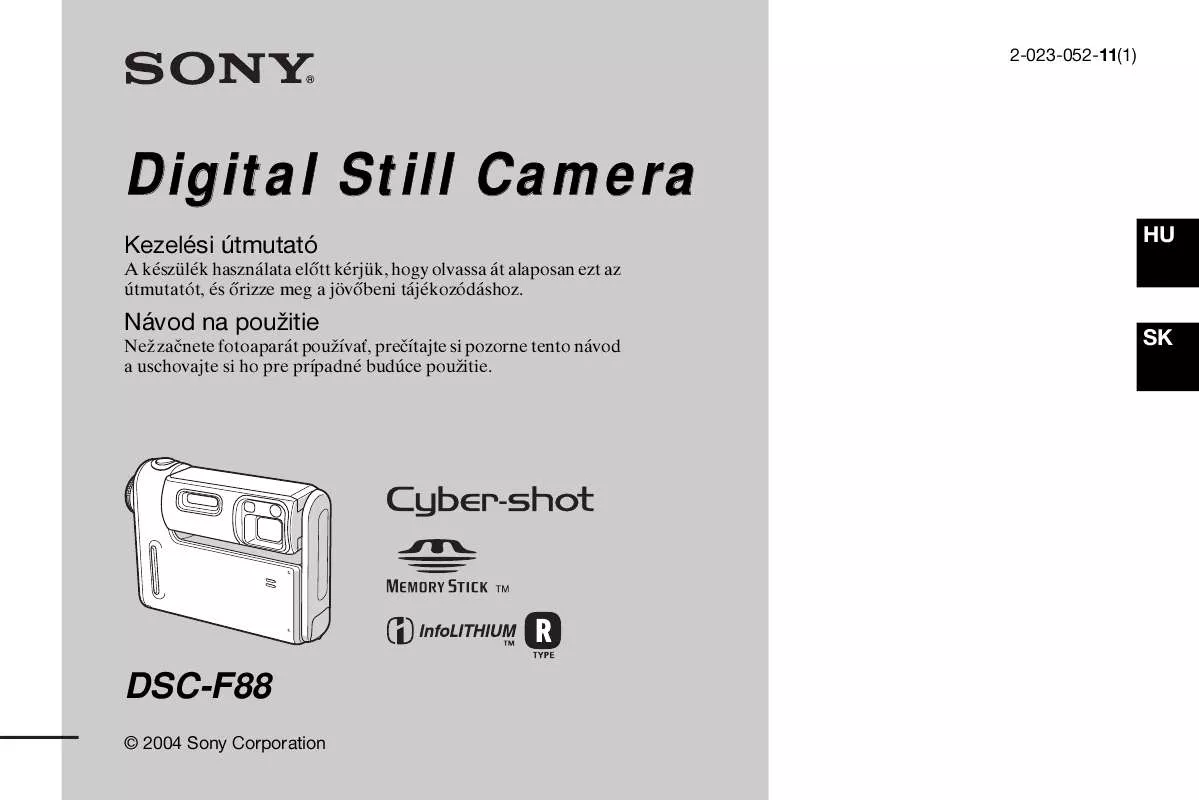 Mode d'emploi SONY CYBER-SHOT DSC-F88