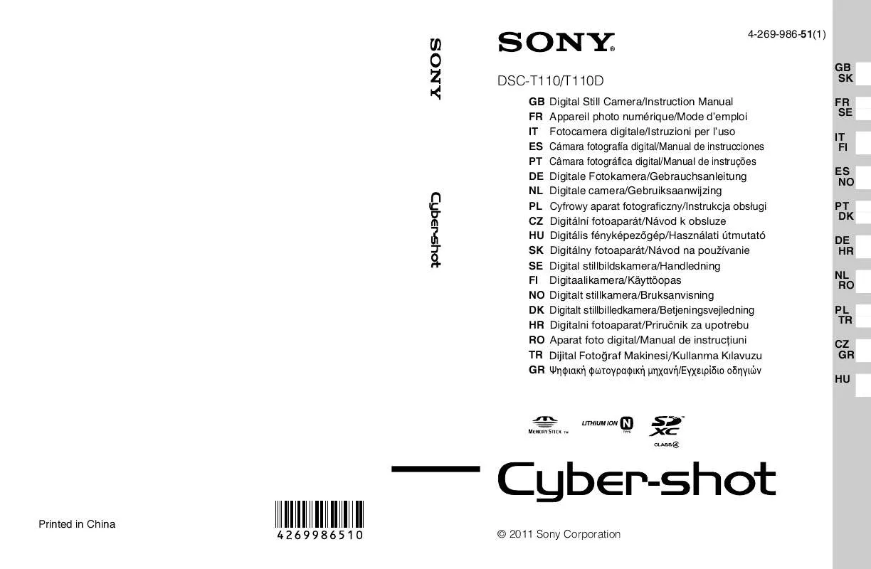 Mode d'emploi SONY CYBER-SHOT DSC-T110