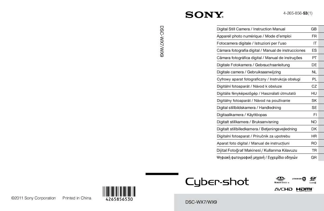 Mode d'emploi SONY CYBER-SHOT DSC-WX7