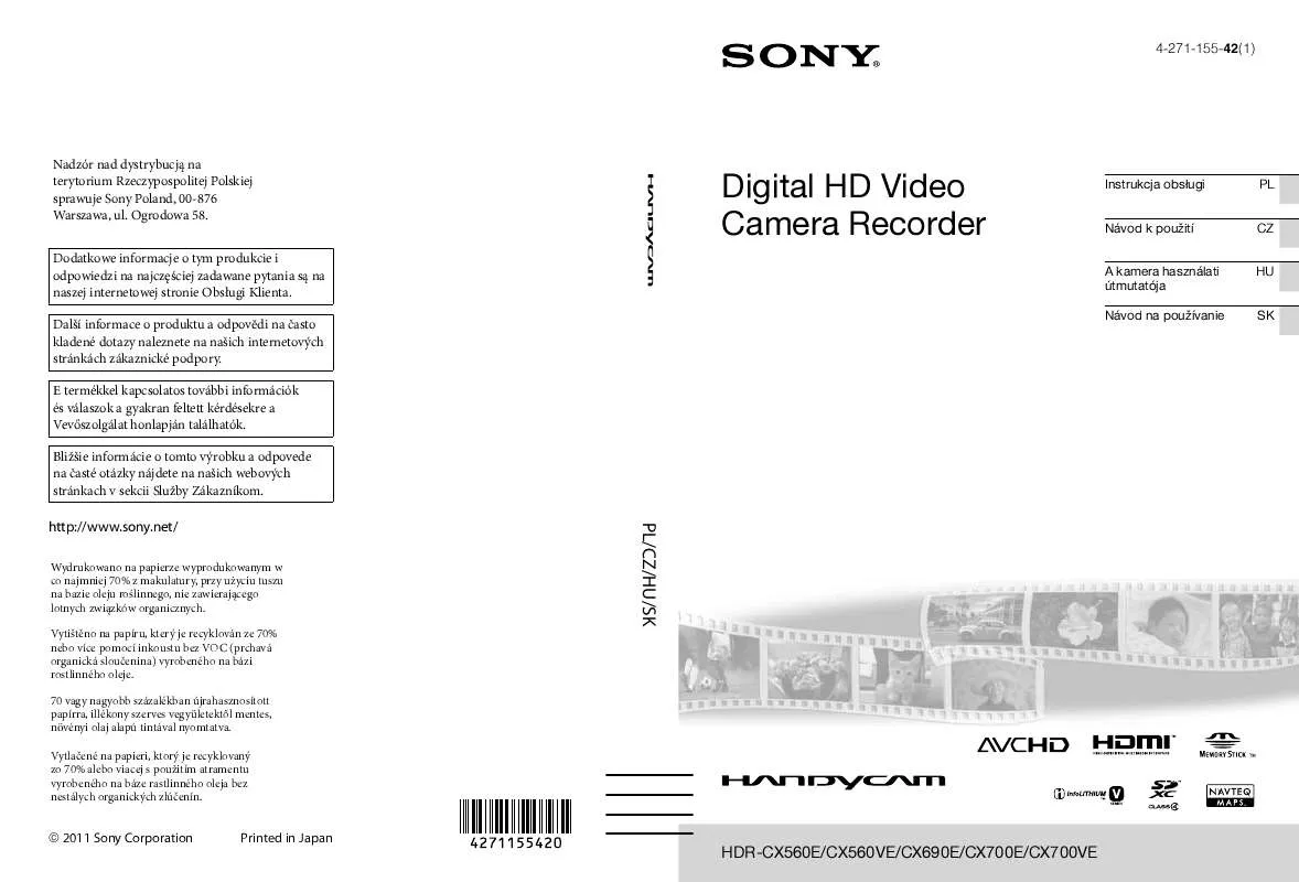 Mode d'emploi SONY HDR-CX560VE