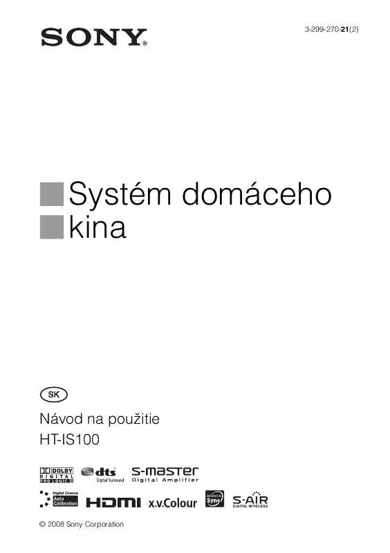 Mode d'emploi SONY HT-IS100